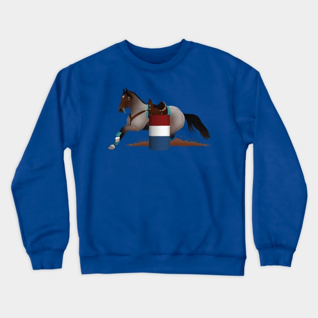 Bay Roan Barrel Racer - Equine Rampaige Crewneck Sweatshirt by Equine Rampaige